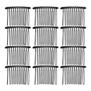 12 Pcs No Slip Hair Side Combs Accessories Metal Black 2"